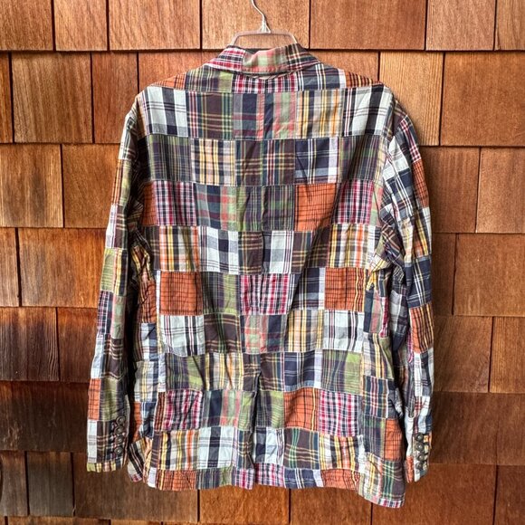 Vintage Robert Graham Madras Patchwork Cotton Front Button Blazer - Unisex Large - Picture 10 of 11